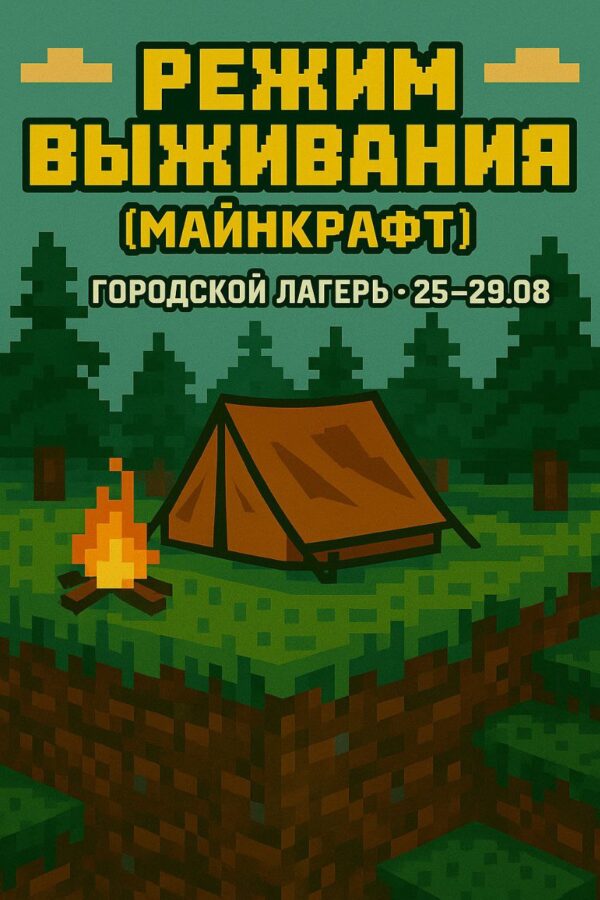 Летнее скаутское приключение в стиле Майнкрафт: Режим выживания!  25 – 29 августа Возраст 7-12 лет